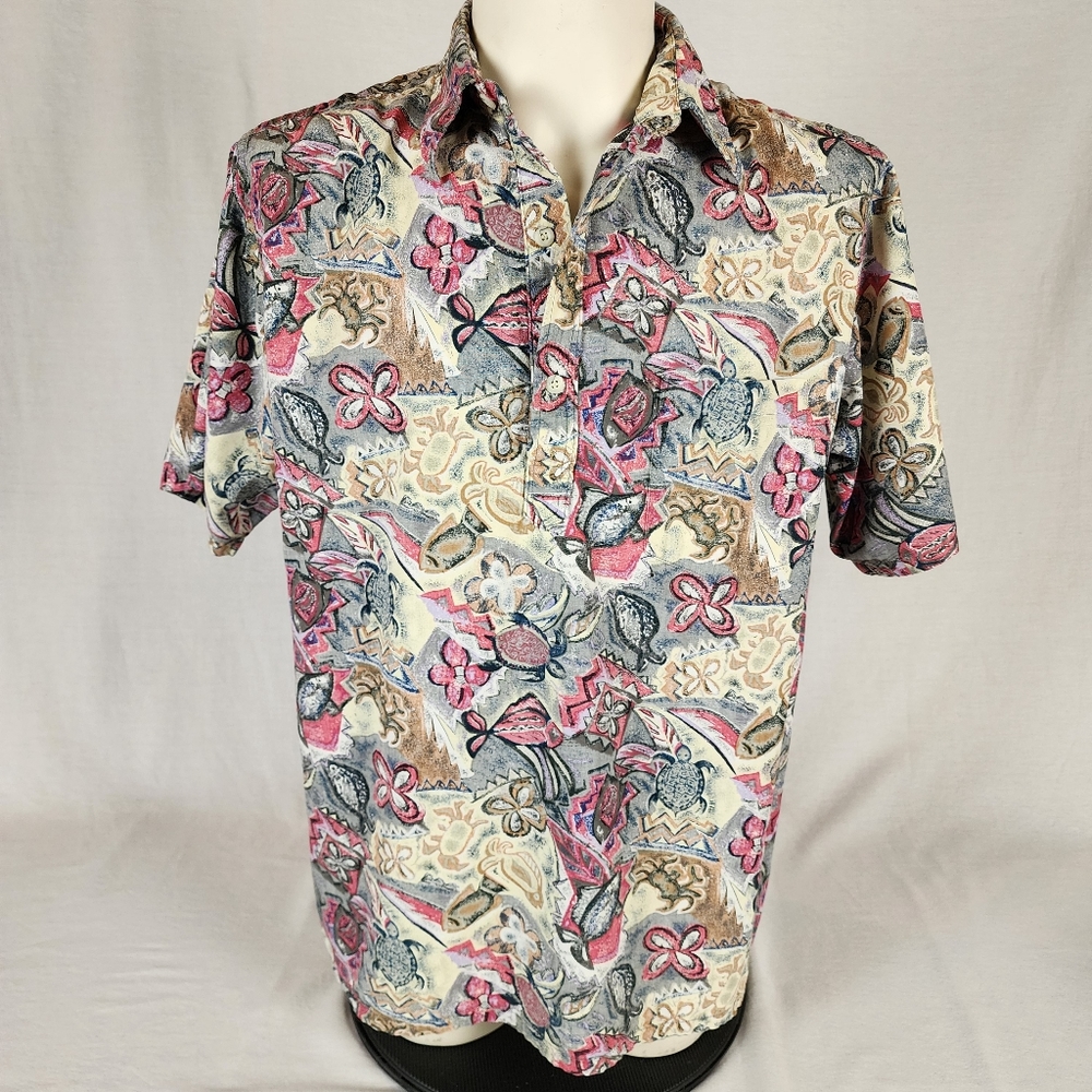 Go Barefoot XL Turtle & Fish Hawaiian Shirt